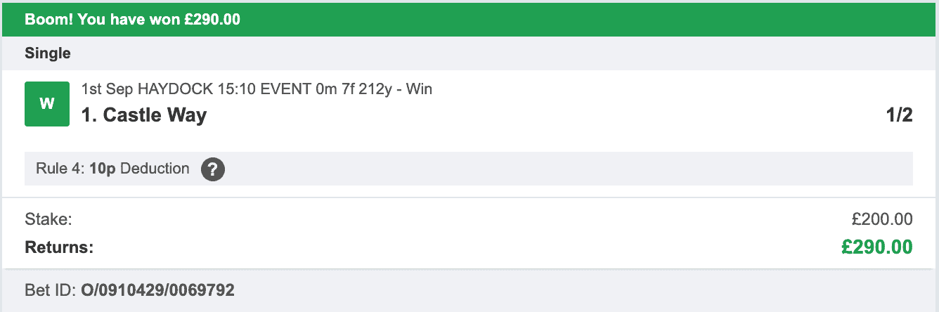 Odds On Winners - Winner - 2022-09-01