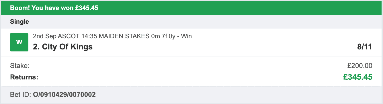 Odds On Winners - Winner - 2022-09-02