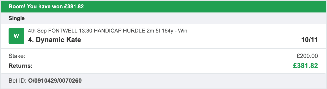 Odds On Winners - Winner - 2022-09-04