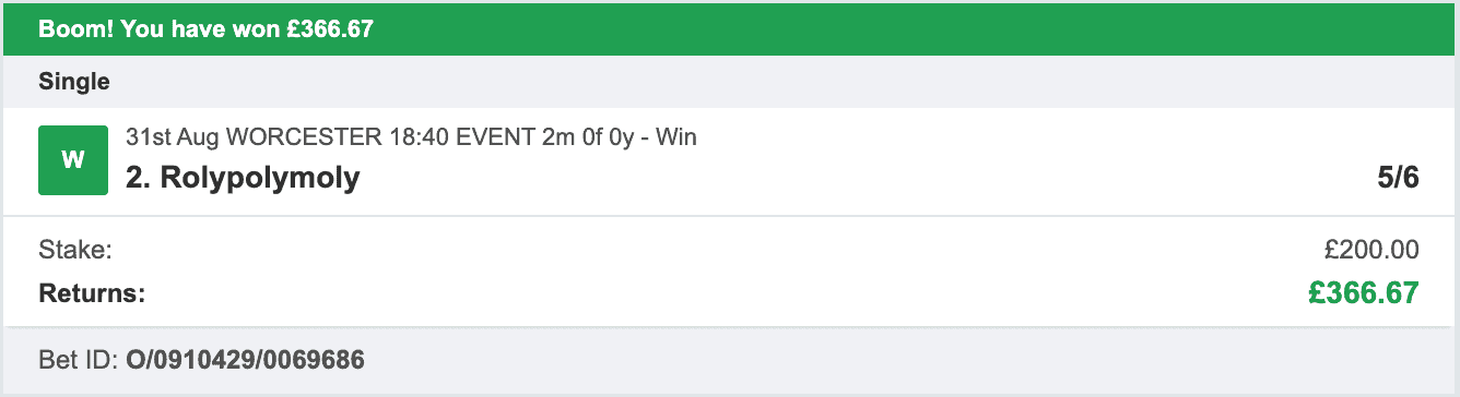 Odds On Winners - Winner - 2022-08-31
