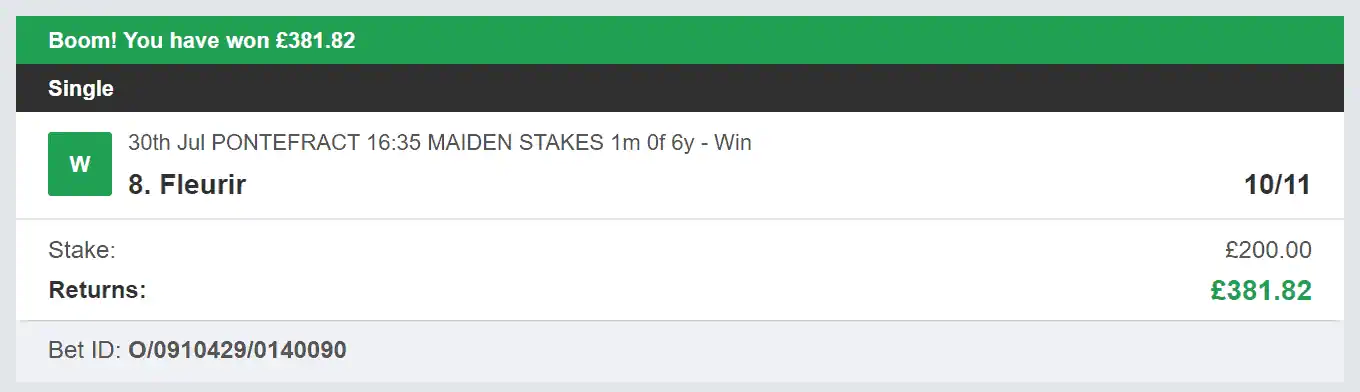 Odds On Winners - Winner - 2023-07-30