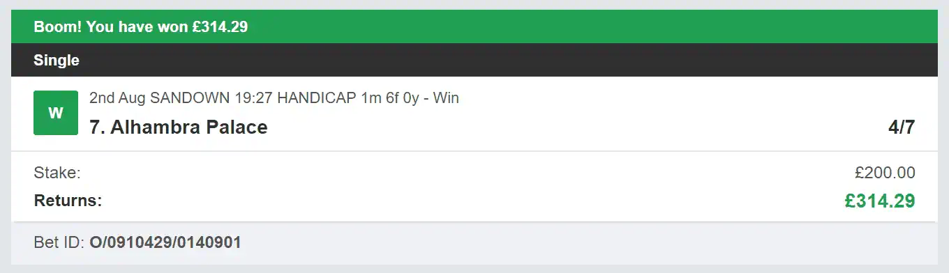 Odds On Winners - Winner - 2023-08-02