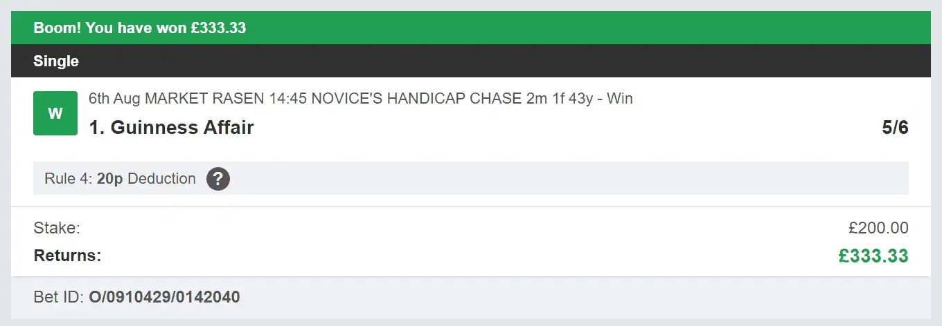 Odds On Winners - Winner - 2023-08-06