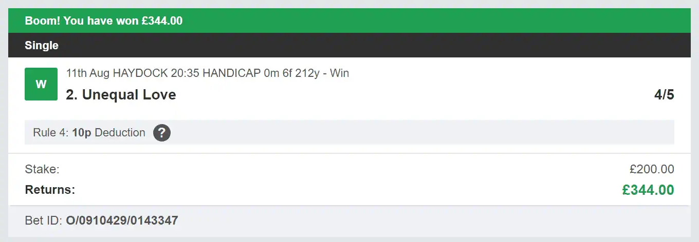 Odds On Winners - Winner - 2023-08-11