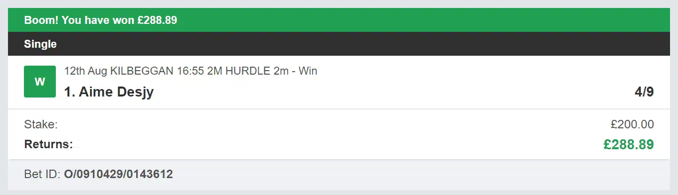 Odds On Winners - Winner - 2023-08-12