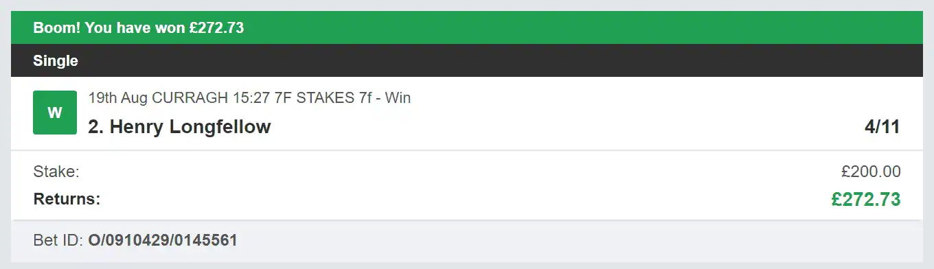 Odds On Winners - Winner - 2023-08-19