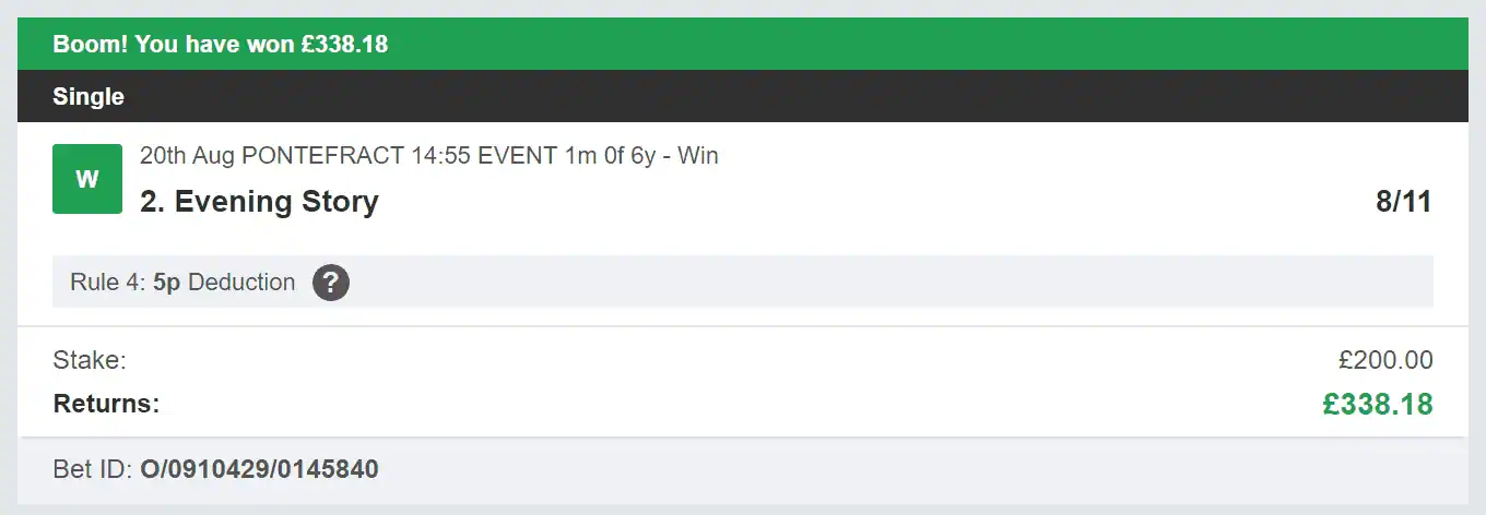 Odds On Winners - Winner - 2023-08-20