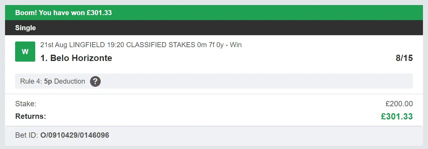 Odds On Winners - Winner - 2023-08-21