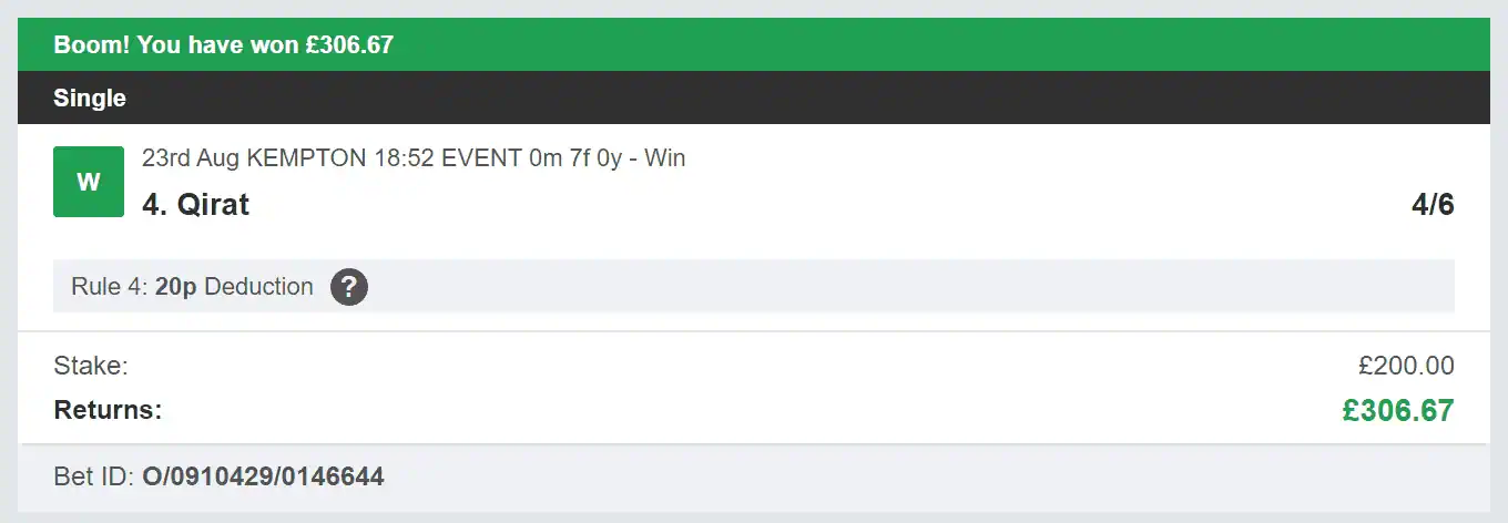 Odds On Winners - Winner - 2023-08-23