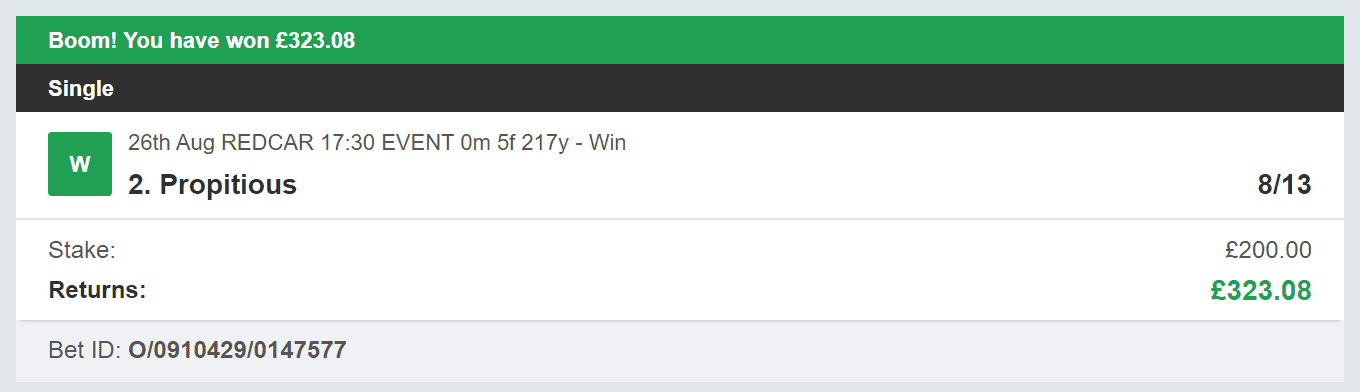 Odds On Winners - Winner - 2023-08-26