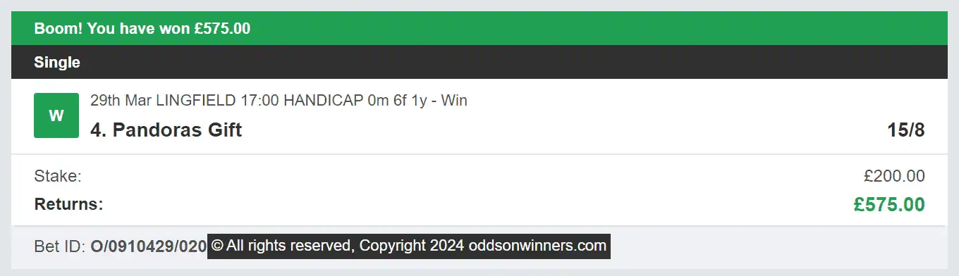 Odds On Winners - Winner - 2024-03-29