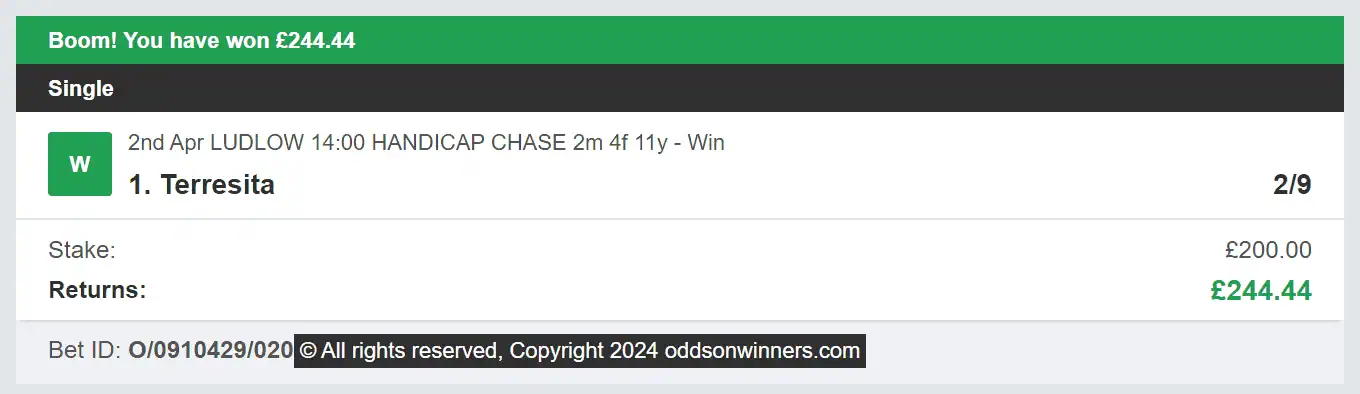 Odds On Winners - Winner - 2024-04-02