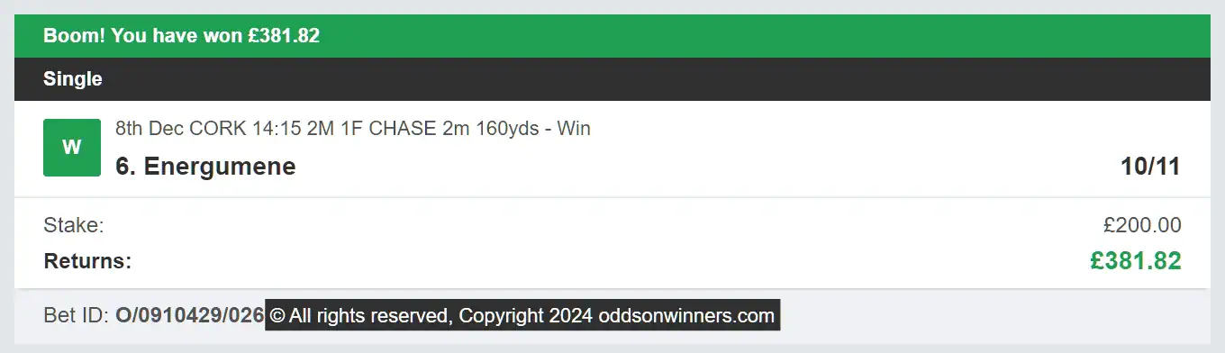 Odds On Winners - Winner - 2024-12-08