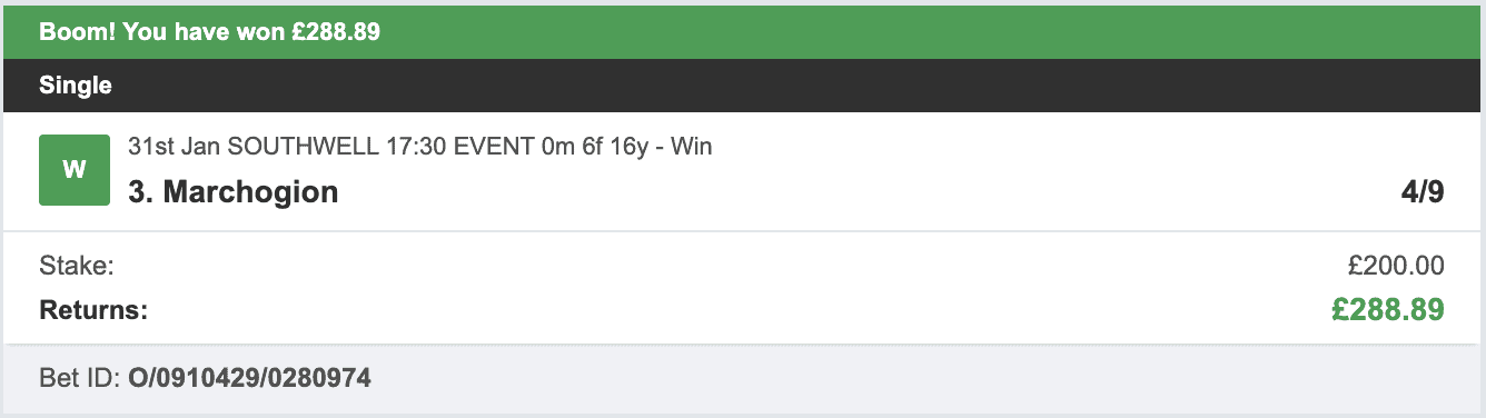 Odds On Winners - Winner - 2025-02-01