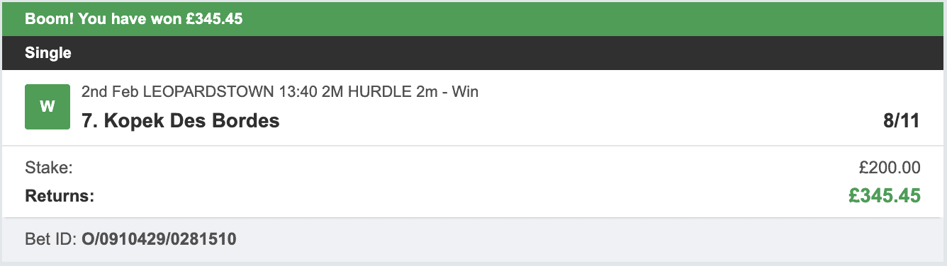 Odds On Winners - Winner - 2025-02-02