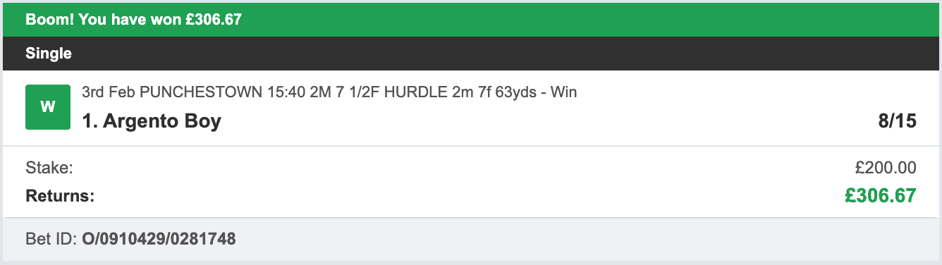 Odds On Winners - Winner - 2025-02-03