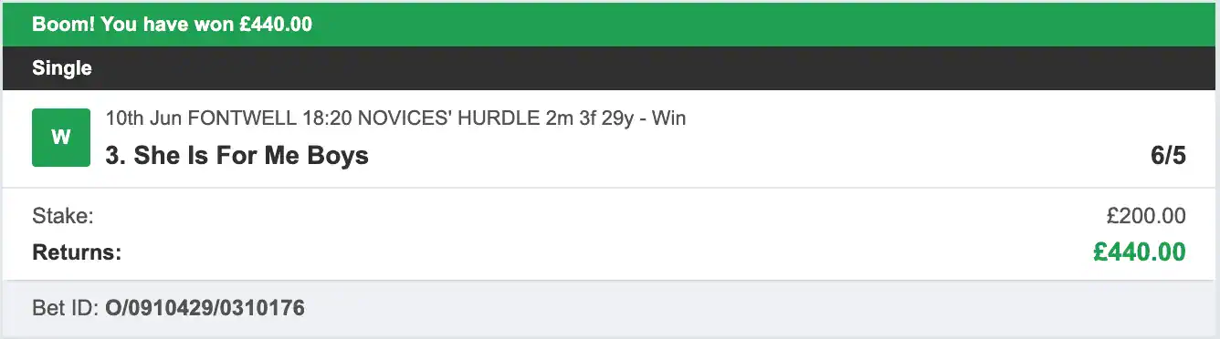 Odds On Winners - Winner - 2025-06-10