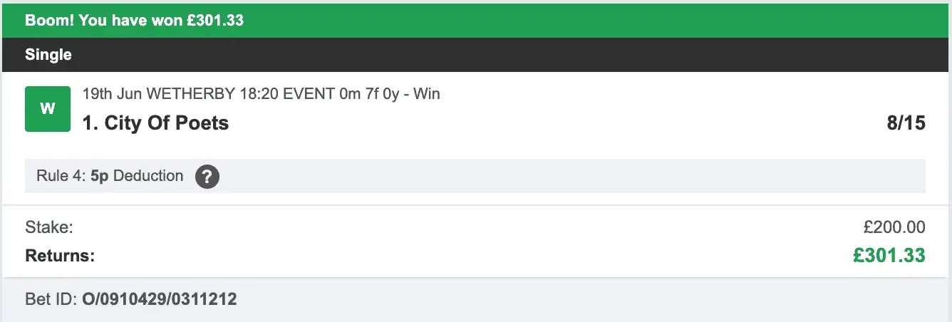 Odds On Winners - Winner - 2025-06-19