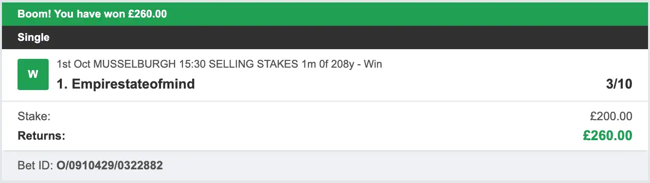 Odds On Winners - Winner - 2025-10-01