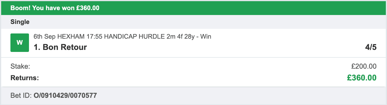 Odds On Winners - Winner - 2022-09-06