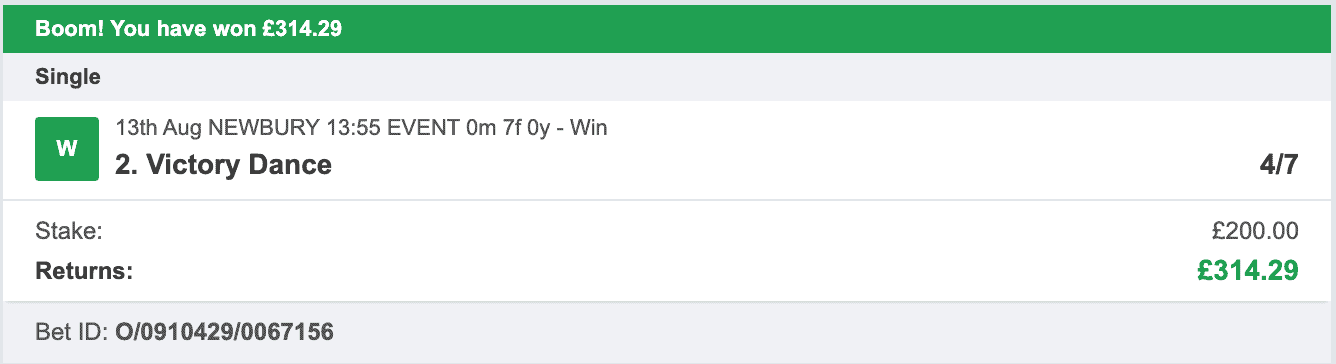 Odds On Winners - Winner - 2022-08-13
