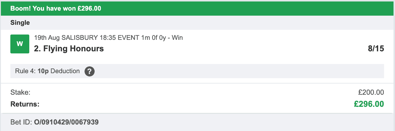 Odds On Winners - Winner - 2022-08-19