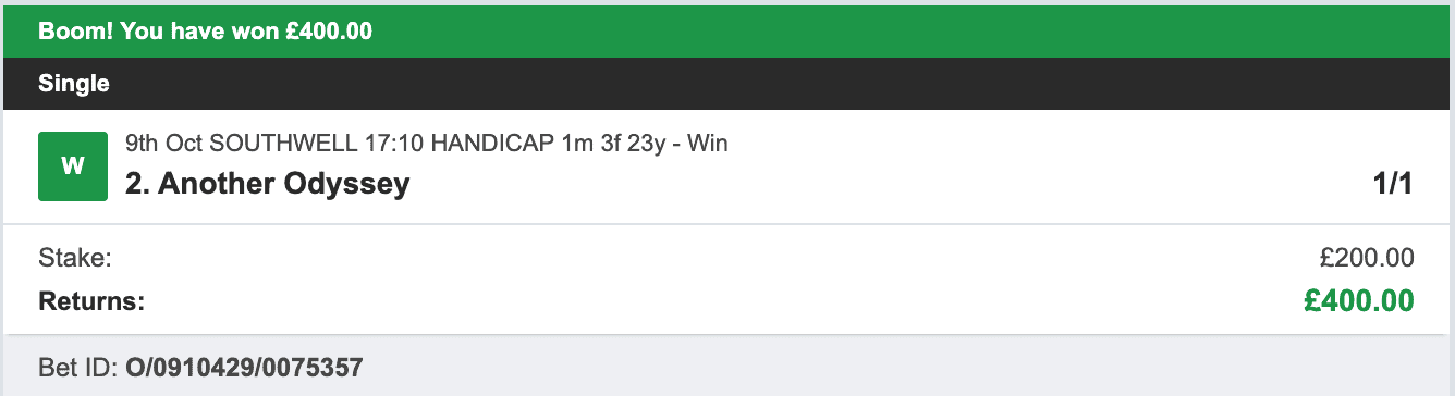 Odds On Winners - Winner - 2022-10-09