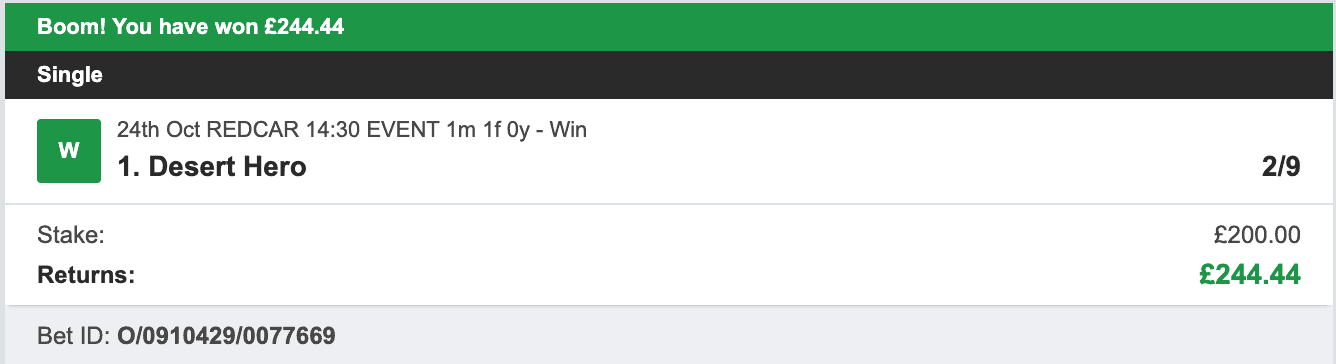 Odds On Winners - Winner - 2022-10-24