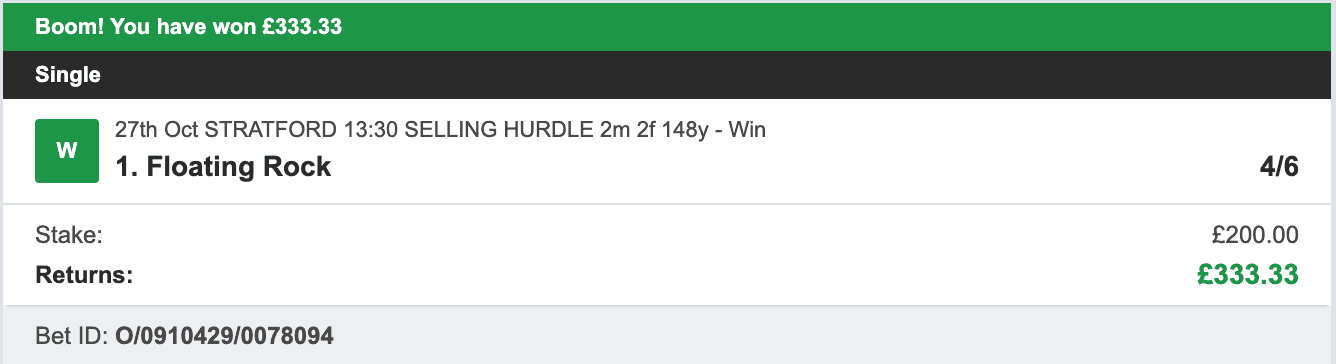 Odds On Winners - Winner - 2022-10-27