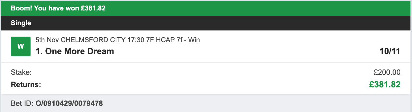 Odds On Winners - Winner - 2022-11-05
