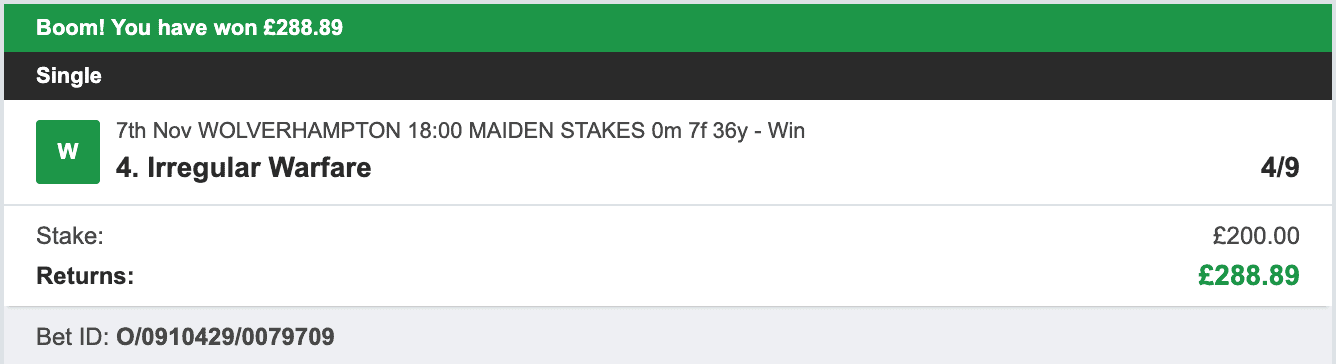 Odds On Winners - Winner - 2022-11-07