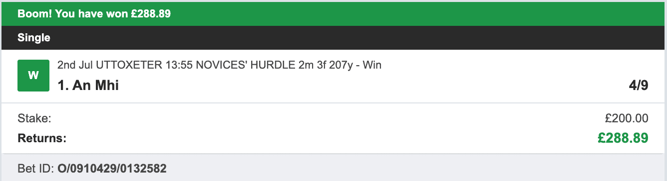 Odds On Winners - Winner - 2023-07-02