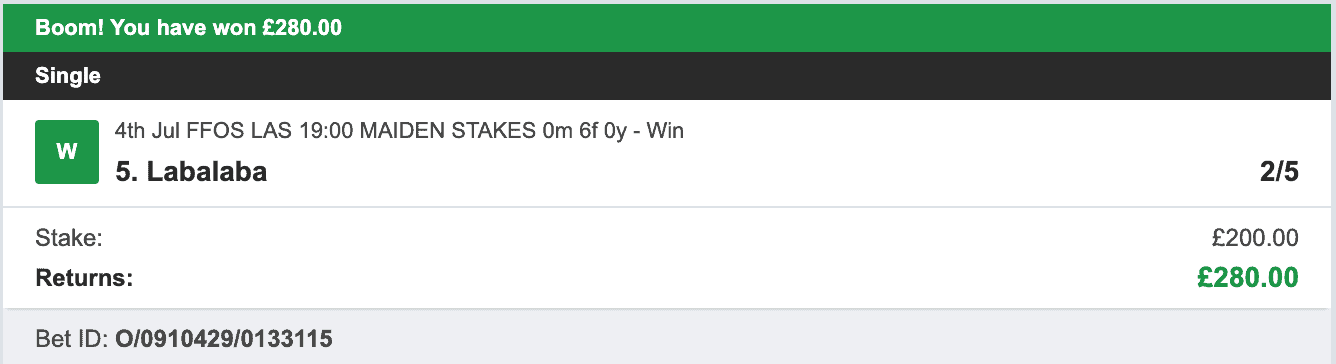 Odds On Winners - Winner - 2023-07-04
