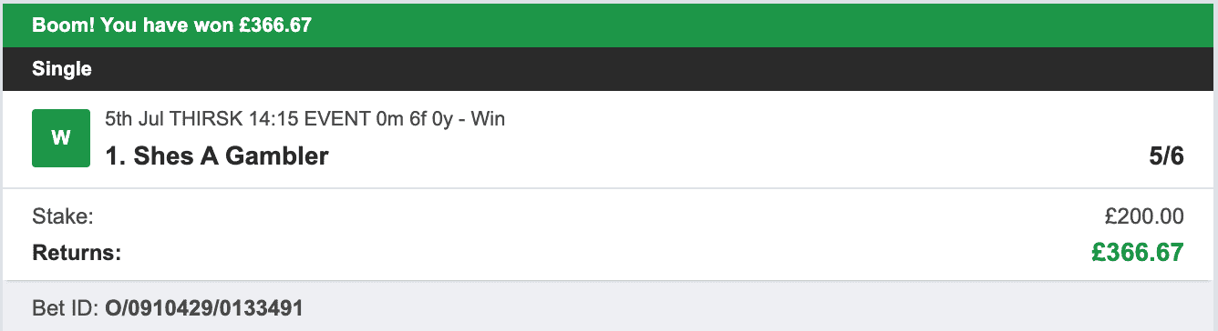 Odds On Winners - Winner - 2023-07-05